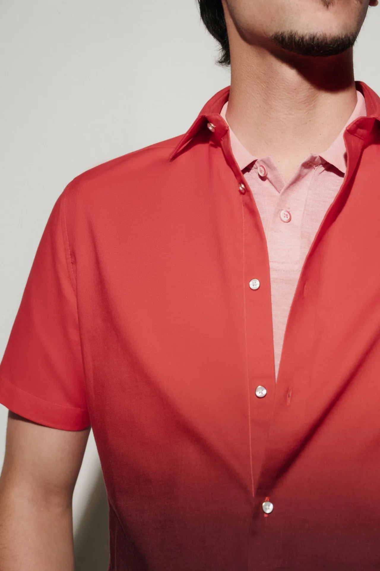Easy Care Gradient Cotton Oxford Smart Fit Short Sleeve Casual Shirt