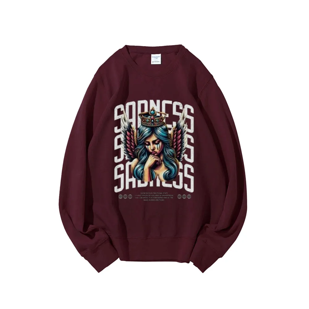 Women Vintage Sading Angel Graphic Sweatshirts